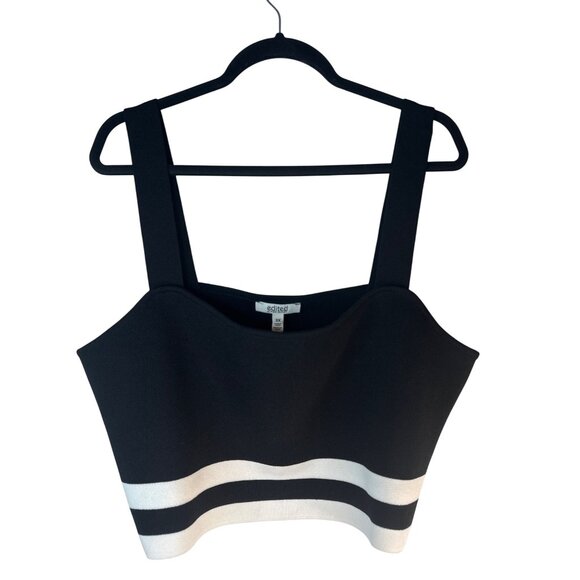 2/$30 NWT Edited By Remi Bader 3X Black & White Striped Crop Top - Picture 1 of 13
